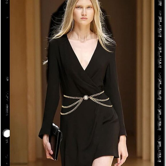 Metal Waist Belt Chain for Women Boho Sunflower Belly Chain Adjustable Up to 50" - Picture 2 of 7